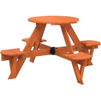 vidaXL Table de pique-nique pour 4 enfants avec trou pour parapluie Rond en bois massif de sapin