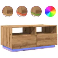 vidaXL Table basse avec lampes LED Chêne Artisan 90x49x40 cm