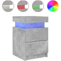 vidaXL Table de chevet avec lumières LED gris béton 35x39x55 cm