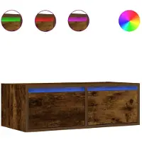 vidaXL Armoire TV avec lampes LED chêne fumé 75x35,5x25 cm