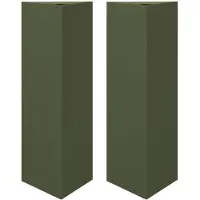 vidaXL Jardinières 2 pcs vert olive triangulaire 30x26x75 cm acier