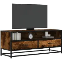 vidaXL Armoire TV chêne fumé 100x34,5x40 cm Bois composite et métal