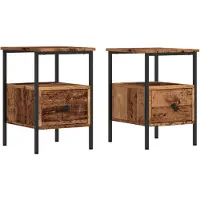 vidaXL Tables de chevet 2 pcs vieux bois 34x36x50 cm bois d'ingénierie