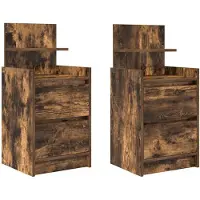 vidaXL Tables de chevet avec 2 tiroirs 2 pcs chêne fumé 38x34x80 cm