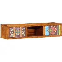 vidaXL Meuble TV mural Multicolore 100x30x22 cm Bois massif Acacia