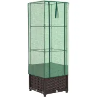 vidaXL Lit surélevé avec serre aspect rotin 40x40x139 cm