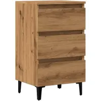 vidaXL Table de chevet avec pieds en métal chêne artisanal 40x35x69 cm