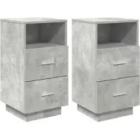 vidaXL Tables de chevet 2 pcs avec 2 tiroirs gris béton 36x36x68 cm