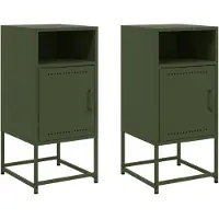 vidaXL Tables de chevet 2 pcs vert olive 36x39x78 cm acier