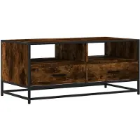 vidaXL Table basse chêne fumé 100x50x45 cm bois composite et métal