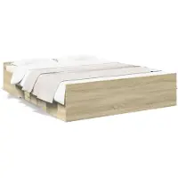 vidaXL Cadre de lit avec tiroirs Chêne Sonoma 160x200cm bois composite
