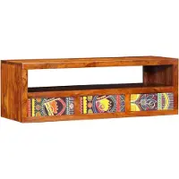 vidaXL Meuble TV mural Multicolore 90x30x30 cm Bois massif Acacia