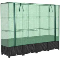 vidaXL Lit surélevé avec serre aspect rotin 160x40x138 cm