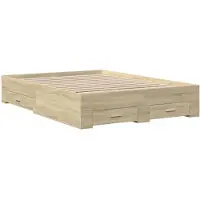 vidaXL Cadre de lit avec tiroirs Chêne Sonoma 140x190cm Bois composite
