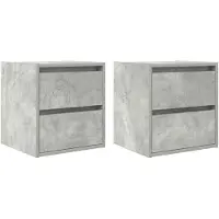 vidaXL Tables de chevet murales 2 pcs gris béton 38x34x40 cm
