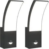vidaXL Lampes murales d'extérieur LED avec capteur 2 pcs. noir fonte d'aluminium