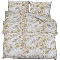 vidaXL Ensemble de literie blanc et marron 155x220 cm coton