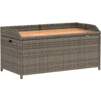 vidaXL Banc avec espace de rangement Gris 100x50x52 cm Poly rotin Acacia