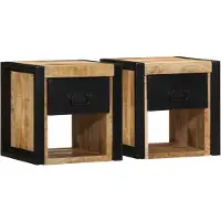vidaXL Tables de chevet 2 pcs 40x35x40 cm bois de manguier massif brut