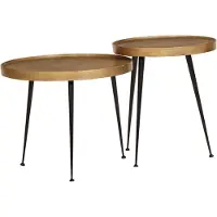 vidaXL Table basse 2 pcs. Golden Bois composite
