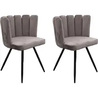 Home Deco Factory Lot de 2 Chaises - - Ariel - Velours - Gris