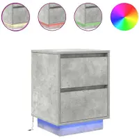 vidaXL Table de chevet avec lumières LED gris béton 38x34x50 cm