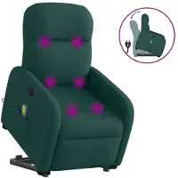 vidaXL Fauteuil de massage avec releveur Vert foncé Tissu