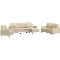 vidaXL Ensemble de canapés 4 pièces avec pouf Crème Tissu