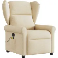 vidaXL Fauteuil de massage Crème Tissu