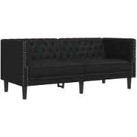vidaXL Canapé Chesterfield 2 places noir similicuir