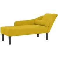 vidaXL Chaise longue avec coussin jaune velours