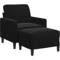 vidaXL Fauteuil avec pouf noir 60 cm velours