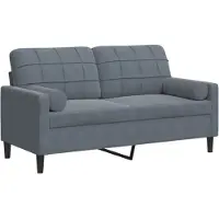 vidaXL Canapé 2 places avec oreillers gris foncé 140 cm velours