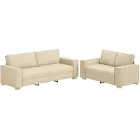 vidaXL Ensemble de canapés 2 pièces avec coussins Crème Tissu