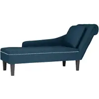 vidaXL Chaise longue avec coussin et accoudoir droit Bleu velours