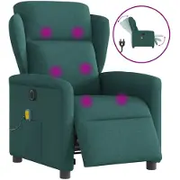 vidaXL Fauteuil de massage électrique Vert foncé Tissu