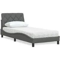 vidaXL Lit avec matelas gris foncé 90x190 cm Tissu