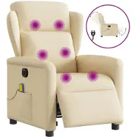 vidaXL Fauteuil de massage électrique Crème Tissu