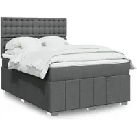 vidaXL Lit boxspring avec matelas gris foncé 160x200 cm Tissu