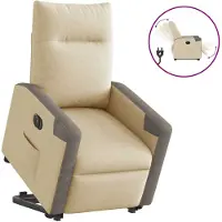vidaXL Fauteuil relax avec releveur électrique Crème Tissu