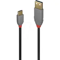 Lindy 36888 câble USB USB 2.0 3 m USB A USB C Noir, Gris