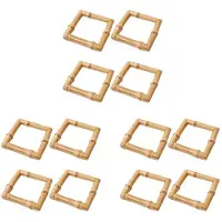 Melitt Lot de 12 Ronds de Serviette En Bois de Bambou, Porte-Serviettes Naturel En Rotin Fait à la Main, Décorations de Table