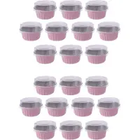 Melitt 200 Pièces Séries 5Oz 125Ml Gâteau Jetable Tasses de Cuisson Muffin Liners Tasses Avec Couvercles Rose