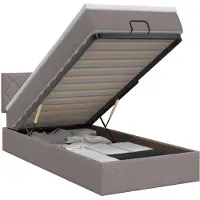 vidaXL Coffre de lit avec matelas et repose-tête, couleur taupe, 100 x 200 cm, revêtement en tissu