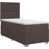 Syfax Lit Boxspring avec matelas Marron foncé 90 x 190 cm Tissu