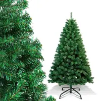 Jayseuw Arbre de Noël artificiel 150cm Sapin de Noël Arbre artificiel de décoration avec support de sapin Décoration de Noël Vert PVC