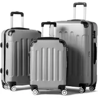 FCH Valises rigides Set de valises Set de trolley 3 pcs. ABS gris
