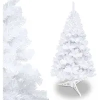 Izrielar 120cm Arbre de Noël artificiel, Sapin avec support, Arbre de Noël 220 pointes aiguilles PVC, Arbre artificiel Noël système de pliage blanc