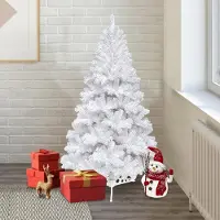Izrielar Arbre de Noël artificiel 120 cm Sapin avec support pour décoration de Noël réutilisable Blanc