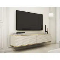 AX Living Élément TV suspendu Orkis MDF 135 cm de largeur, Moderne en beige